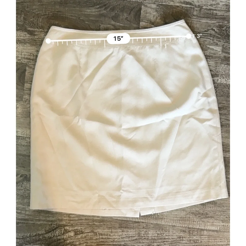 Hugo Buscati 100% Silk Skirt Beige Career Wear Business‎ Casual Women's Size 10